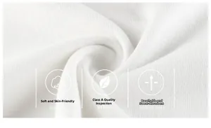 Macro detail of white knit cotton fabric showing soft texture and Grade A safety quality