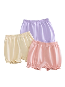 Mädchen Kleinkind Baby Laternen-Shorts Baumwollmischung Rüschensaum Elastischer Bund Sommer Lässig Einfarbig Kürbis-Hose