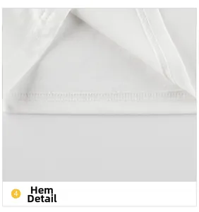 Détail du zoom sur l'ourlet et la texture du t-shirt blanc en coton pour filles