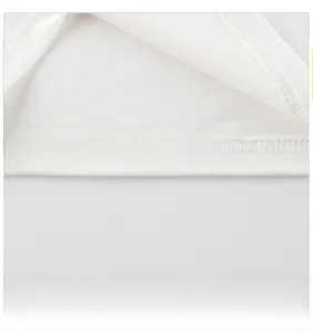 Close-up of white cotton T-shirt hem featuring professional double-needle stitching detail