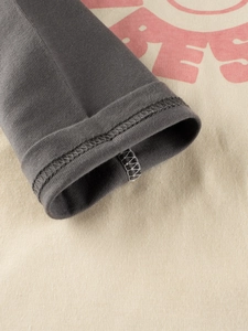 T-shirt manches longues fille en coton avec poignets côtelés et imprimé BES