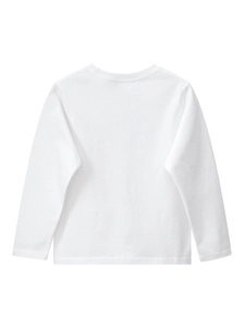 Classic white long sleeve cotton T-shirt for kids showing the clean back view layout