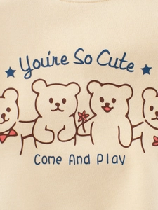 Kids cream sweatshirt featuring cute cartoon bears with You're So Cute printed text