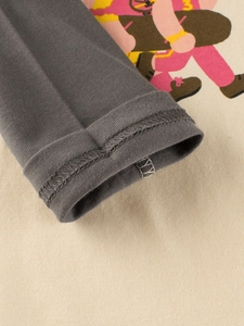 Kids long sleeve t-shirt featuring cartoon prints and durable double-needle sleeve cuffs