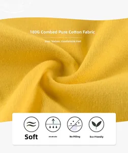 Detail of 180G combed cotton fabric in bright yellow with soft knitted texture