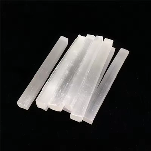 Natural selenite crystal sticks in translucent white finish with silk luster texture