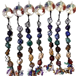 Set di 7 decorazioni Albero della Vita con pietre chakra e sacchetti a rete in cristallo