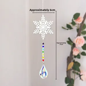 Detail of crystal sun catcher with a 6cm silver snowflake and 21cm hanging length