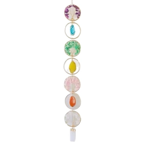 Seven chakra tree of life wall hanging with natural crystals and a white quartz point
