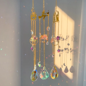 Crystal Suncatcher Hanging Ornament With Metal Tree Of Life Natural Stone Prisms Rainbow Maker For Window Halloween Decor