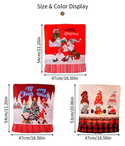 Detailed size display of red Christmas chair covers with Santa and Gnome patterns