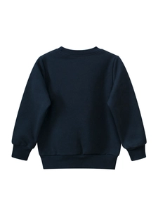 Classic navy blue crewneck sweatshirt for kids made of soft cotton with ribbed cuffs