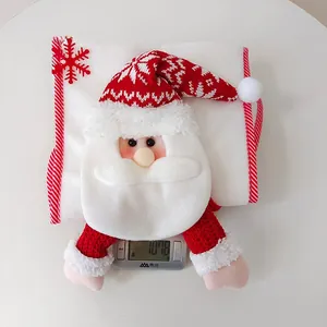 Detail of premium Nordic Christmas stocking showing 107.8g weight on a scale