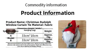 Tableau des tailles et mesure du poids pour embrasses de rideaux gnome de Noël Rudolph