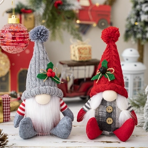 Christmas Gnome Plush Ornaments Nordic Knit Pointed Hat Scandinavian Gonk Dolls Festive Desktop Decoration Holiday Party