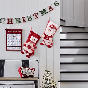 Nordic Christmas decor set with Santa stockings and a 25-day countdown calendar