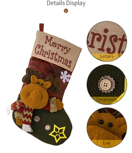 Detailaufnahme der 3D Rentier Weihnachtssocke mit hochwertigem Stoff und Bestickung