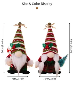 Size chart showing height 24cm and width 7cm for Christmas gnome plush dolls