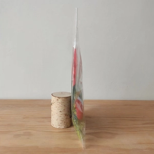 Detail of the folded Christmas wreath pendant packaged in a clear protective plastic bag