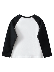 Classic black and white long sleeve raglan t-shirt for kids in breathable cotton