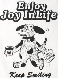 Kids white long sleeve T-shirt with retro dalmatian dog print and motivational quotes