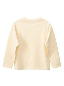 Classic cream long sleeve cotton t-shirt for girls shown from the back view