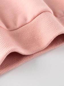 Sudadera rosa de algodón para niña con puños acanalados y textura de alta calidad