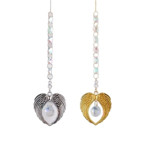 K9 Crystal Suncatcher with Angel Wings Heart Design and Multifaceted Healing Crystal Ball