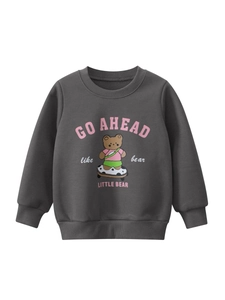 Kinder Meisjes Dikke Met Fleece Gevoerd Sweatshirt Ronde Hals Katoenmix Pullover Met Cartoon Skateboard Beer Print Lange Mouw Top Warm