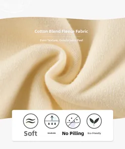 Macro detail of soft light beige fleece cotton blend fabric with high density texture