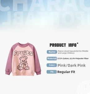 Détail du tissu 37,2 % coton et de l'imprimé ours de dessin animé sur le sweatshirt