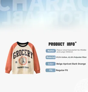 Detail view of cotton-blend fleece sweatshirt with raglan sleeves and bear graphic