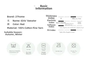 Details zu Kinderstrickpullover aus 100% Baumwolle, rot, Herbst-Winter-Trageinformationen