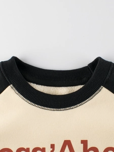 Kids color-block crewneck fleece sweatshirt with raglan sleeves and letter print