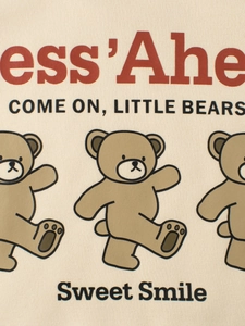 Beige children's sweatshirt with cute brown bears and 'Sweet Smile' slogan