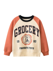Kids Girls Fleece Raglan Hoodie Sweatshirt Cotton Polyester Blend Color Block Cartoon Bear Print Casual Long Sleeve