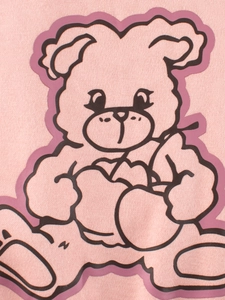Sweat à capuche rose en polaire pour enfants avec imprimé ours et cerise