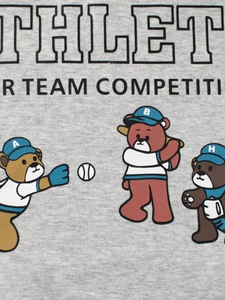 Sweat enfant gris chiné avec motif ours de dessin animé vintage style équipe de baseball