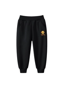 Pantaloni Jogger Bambini Foderati in Pile Misto Cotone Casual Sportivi Con Stampa Smile Face Happy Pantaloni Caldi per Ragazzi Ragazze