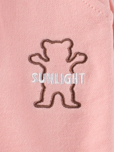 Pantalon de sport rose pour filles avec broderie d'ours et texte Sunlight brodé