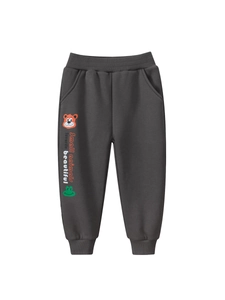 Παιδικό Παντελόνι Φόρμας με Επένδυση Fleece Casual Σκούρο Γκρι Αρκούδα Joggers Μαλακό Μείγμα Βαμβακιού Αθλητικό