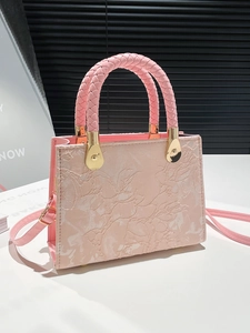 Petit Sac Carré pour Femme en Cuir PU Gaufré Floral Avec Poignée Tressée Sac à Bandoulière Crossbody pour la Mode Quotidienne