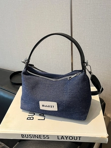 Women Retro Denim Small Shoulder Bag Urban Simple Underarm Crossbody Bag With Bear Pendant Handbag For Daily Travel Casual