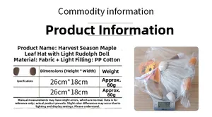 Detailed specification sheet for lighted harvest gnome with maple leaf hat and scale weight