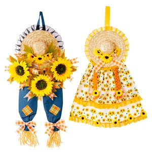Set decorativo da parete per il Ringraziamento con spaventapasseri e girasoli