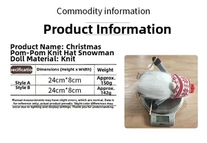 Size chart showing 24x8cm knitted Christmas gnome figurine with real weight display