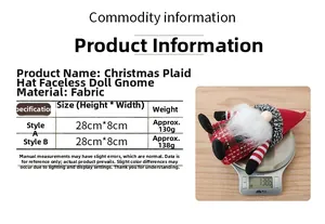 Specifiche dettagliate di dimensioni e peso per gnomi natalizi in peluche da 28 cm
