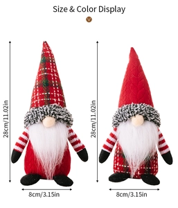 Dettagli dimensioni per gnomi di Natale alti 28 cm con cappello a quadri e barba lunga
