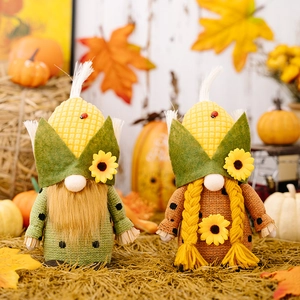 Saison de la Récolte Gnome Tête de Maïs Poupée en Peluche Rudolph Avec Tournesol Coccinelle Action de Grâce Automne Décorations de Table