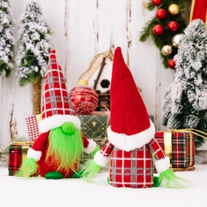 Christmas gnome plush set with green beards and knitted hats for festive holiday decor